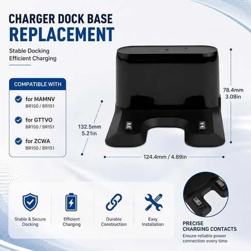 Charger Dock Base Replacement for MAMNV BR150/BR151 for GTTVO BR150/BR151 for ZCWA BR150/BR151 Vacuum Cleaners in Kuwait