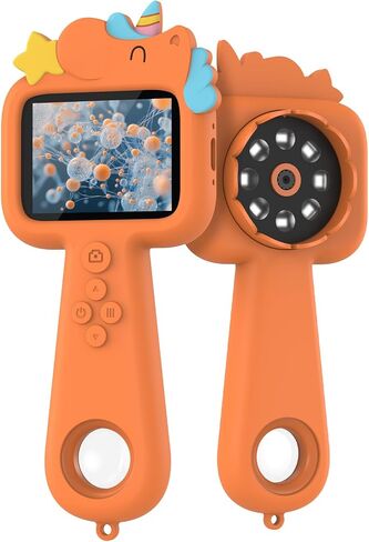 Kids Microscope Digital Magnifying Glass: STEM Toy Science Gift Ages 4-12 | 2.4" IPS screen, 600X magnification, 8X digital zoom and 8 adjustable LEDs; handheld science explorer for boys and girls in Kuwait
