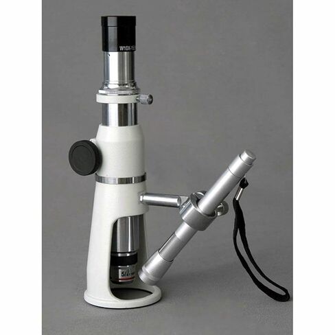 AmScope H2510-5M Digital Handheld Stand Measuring Microscope, 20x/50x/100x Magnification, 17mm Field of View, Includes Pen Light, 5MP Camera with Reduction Lens, and Software in Kuwait