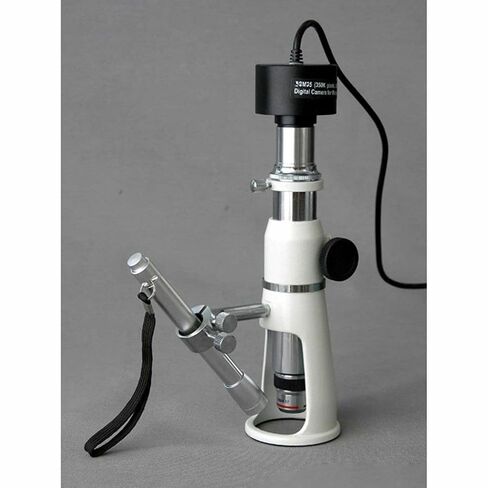 AmScope H2510-5M Digital Handheld Stand Measuring Microscope, 20x/50x/100x Magnification, 17mm Field of View, Includes Pen Light, 5MP Camera with Reduction Lens, and Software in Kuwait