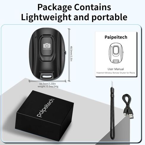 Bluetooth Camera Remote Shutter for iPhone and Android Smartphones, Rechargeable Wireless Phone Remote Control,Selfie Button for Photos and Videos, Charging Cable Included (2 Pack) in Kuwait