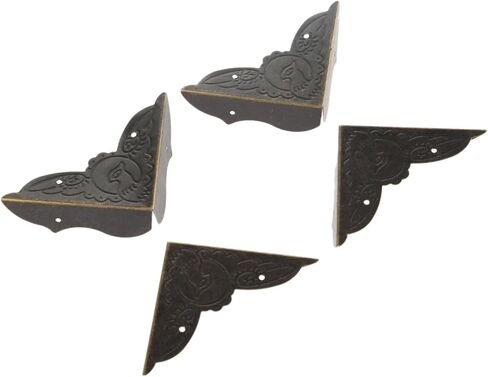dophee 4 Pack Vintage Metal Box Corner Protectors Cover, 2''x2''x0.59'' | Antique Bronze Decorative Edge Corner Guard, Three-Sided Metal Corner with Nails for Table Jewelry Wine Wooden Box in Kuwait