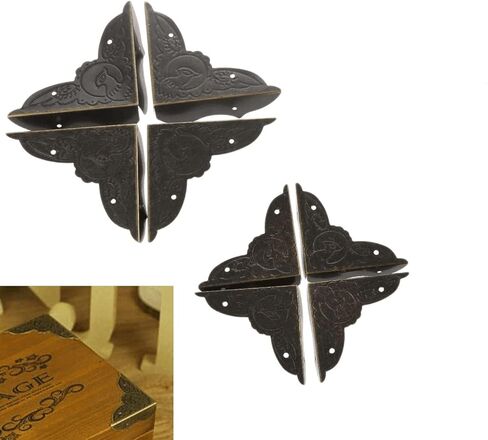 dophee 4 Pack Vintage Metal Box Corner Protectors Cover, 2''x2''x0.59'' | Antique Bronze Decorative Edge Corner Guard, Three-Sided Metal Corner with Nails for Table Jewelry Wine Wooden Box in Kuwait