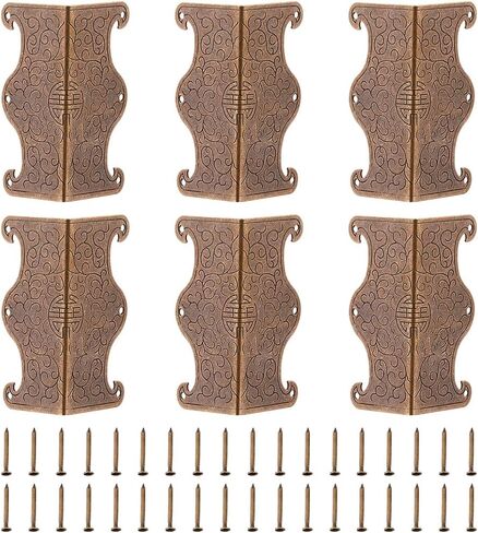 SUPERFINDINGS 6 Pack Baseboard Corner Protectors Vintage Brass Corner Guard for Furniture Antique Bronze Table Edge Skirting Board Screw-On Rectangle Corner Trim for Wooden Box Jewelry Display in Kuwait