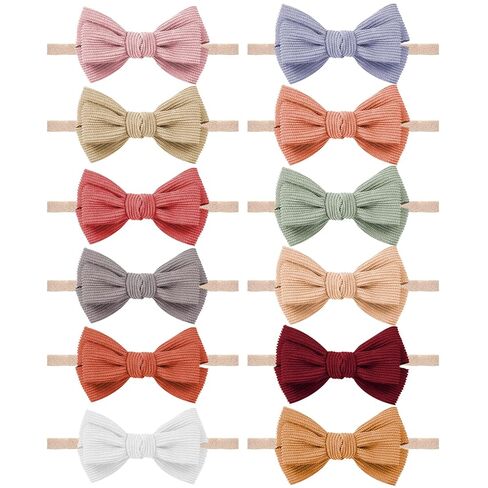 Baby Girl Headbands and Bows, Newborn Infant Toddler Nylon Hairbands Hair Accessories in Kuwait