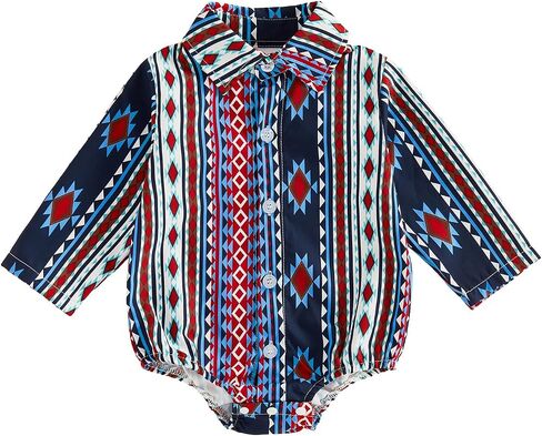 Western Baby Boy Cowboy Shirt Romper Long Sleeve Bodysuit 0-24M | Vintage Baby Boy Cowboy Outfit, Country Western Baby Boy Clothes, Cow Print Shirt Romper, First Rodeo Birthday, Fall Clothes in Kuwait