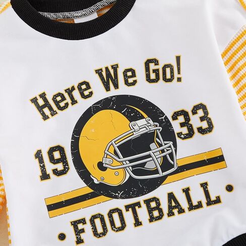 Sasaerucure Newborn Baby Boy Football Long Sleeve Romper Sweatshirt Letter Helmet Print Bubble Clothes Fall Outfit in Kuwait