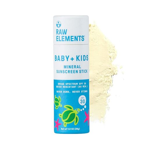 Raw Elements Raw Elements Baby & Kids SPF 30 Organic Sunscreen, 3 oz | Non-nano zinc oxide with reef-safe formula, zero-waste tube, and water resistance for outdoor protection. in Kuwait