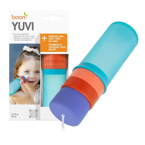 Boon Yuvi Sunscreen Applicator for Kids - Refillable and Spill Proof Kids Sunscreen Brush with Soft Foam Sponge - Summer Beach Essentials for Vacation - 3 Oz Travel Size - 1 Count in Kuwait