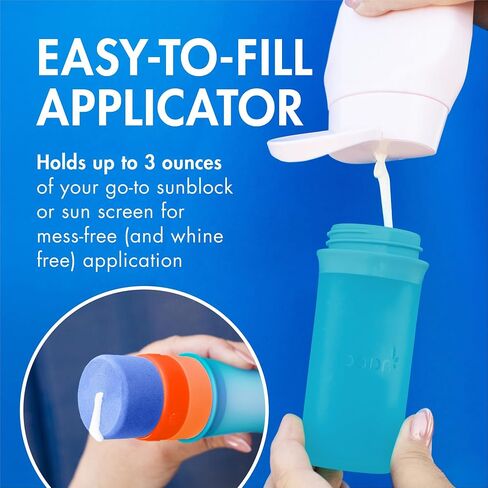 Boon Yuvi Sunscreen Applicator for Kids - Refillable and Spill Proof Kids Sunscreen Brush with Soft Foam Sponge - Summer Beach Essentials for Vacation - 3 Oz Travel Size - 1 Count in Kuwait