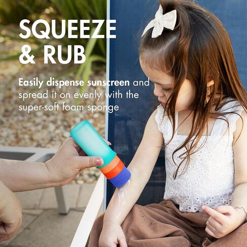 Boon Yuvi Sunscreen Applicator for Kids - Refillable and Spill Proof Kids Sunscreen Brush with Soft Foam Sponge - Summer Beach Essentials for Vacation - 3 Oz Travel Size - 1 Count in Kuwait