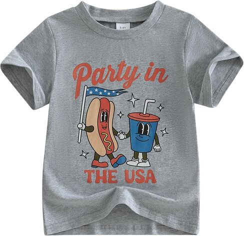 Boys 4th of July Shirt Toddler Boy American Flag USA T-Shirt Kids Patriotic Short Sleeve Tee Tops 1-6 Years in Kuwait