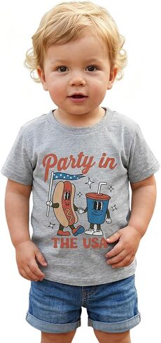 Boys 4th of July Shirt Toddler Boy American Flag USA T-Shirt Kids Patriotic Short Sleeve Tee Tops 1-6 Years in Kuwait