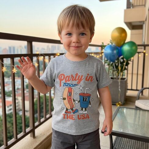 Boys 4th of July Shirt Toddler Boy American Flag USA T-Shirt Kids Patriotic Short Sleeve Tee Tops 1-6 Years in Kuwait