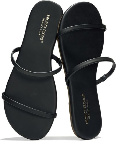 Project Cloud Summer Sandals for Women 2026 - Memory Foam Insole and Beach Flip Flops for Women - Non Slip and Lightweight Double Strap Womens Sandals (Transition,BLK, 7.5) in Kuwait