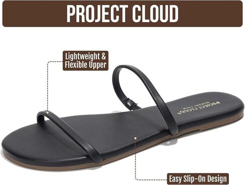Project Cloud Summer Sandals for Women 2026 - Memory Foam Insole and Beach Flip Flops for Women - Non Slip and Lightweight Double Strap Womens Sandals (Transition,BLK, 7.5) in Kuwait