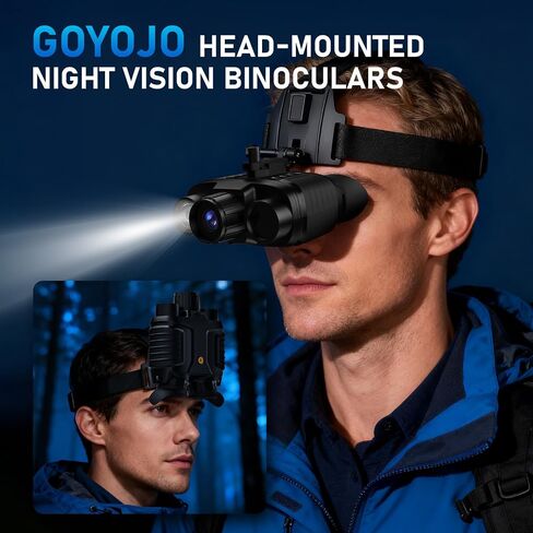 GOYOJO 4K Head-Mounted Night Vision Goggles, Night Vision Binoculars with 4500mAh Rechargeable Battery, 32GB Card Recording Photo & Video for Hunting & Camping in Kuwait