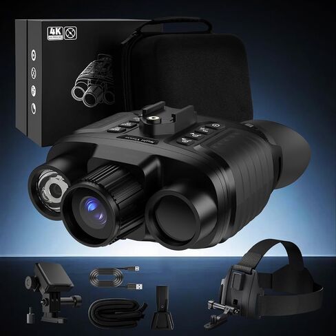 GOYOJO 4K Head-Mounted Night Vision Goggles, Night Vision Binoculars with 4500mAh Rechargeable Battery, 32GB Card Recording Photo & Video for Hunting & Camping in Kuwait