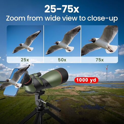 Gosky FalconPro Elite 25-75x85 Spotting Scope for Target Shooting | High Powered Upgrade Spotting Angled Scopes with Phone Adapter & Tripod for Bird Watching, Wildlife Viewing in Kuwait