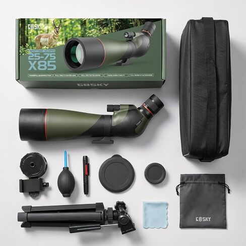 Gosky FalconPro Elite 25-75x85 Spotting Scope for Target Shooting | High Powered Upgrade Spotting Angled Scopes with Phone Adapter & Tripod for Bird Watching, Wildlife Viewing in Kuwait