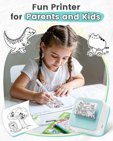 Mini Sticker Printer with 6 Rolls of Tape, Sticker Maker Machine Bluetooth Portable Inkless Printpods Pocket Printer for Kids Study Notes, Anatomical Diagrams, Photos, Kids Gift in Kuwait