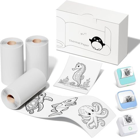 Mini Sticker Printer with 6 Rolls of Tape, Sticker Maker Machine Bluetooth Portable Inkless Printpods Pocket Printer for Kids Study Notes, Anatomical Diagrams, Photos, Kids Gift in Kuwait