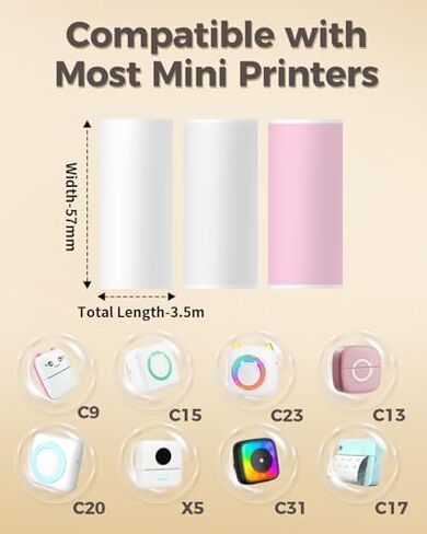 Mini Sticker Printer with 6 Rolls of Tape, Sticker Maker Machine Bluetooth Portable Inkless Printpods Pocket Printer for Kids Study Notes, Anatomical Diagrams, Photos, Kids Gift in Kuwait