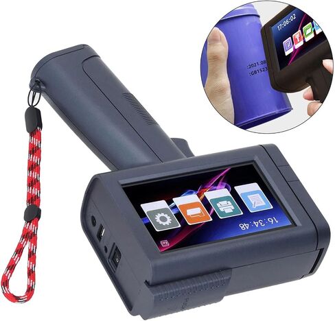 Professional Portable Handheld Inkjet Printer 12.7mm Printing Height 4.3 Inch HD Touch Screen with Quad CPU for Industrial Commercial Labeling ABS Construction Blue in Kuwait