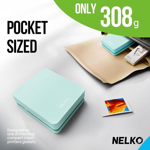 Nelko PP01 Photo Printer with 100 Sheets Photo Papaer, Green in Kuwait