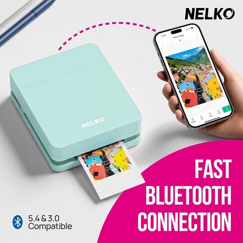 Nelko PP01 Photo Printer with 100 Sheets Photo Papaer, Green in Kuwait