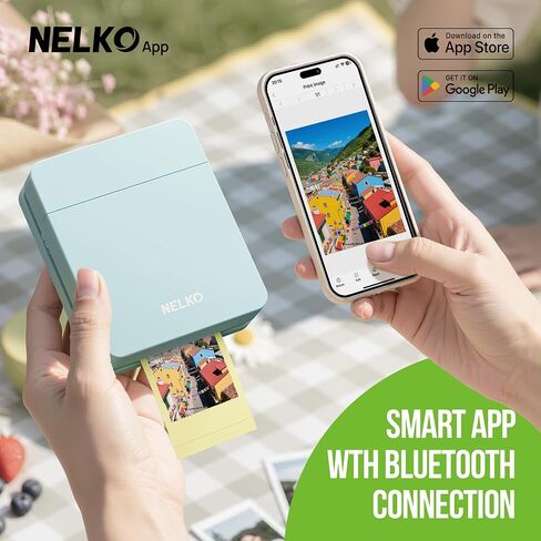 Nelko PP01 Photo Printer with 100 Sheets Photo Papaer, Green in Kuwait
