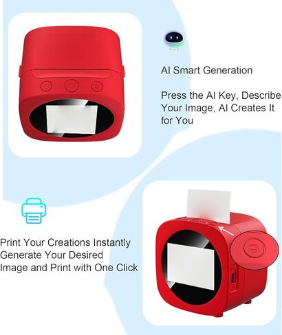 AI Voice Control Printer, WiFi APP Thermal Photo Printer with 2.4 Inch Eye Friendly HD Screen for Kids in Kuwait