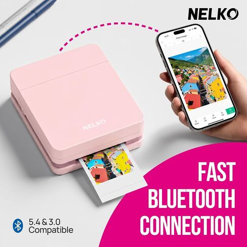 Nelko PP01 Photo Printer with 100 Sheets Photo Papaer, Pink in Kuwait
