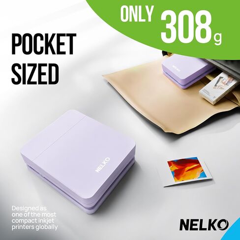 Nelko PP01 Photo Printer with 100 Sheets Photo Paper, Purple in Kuwait