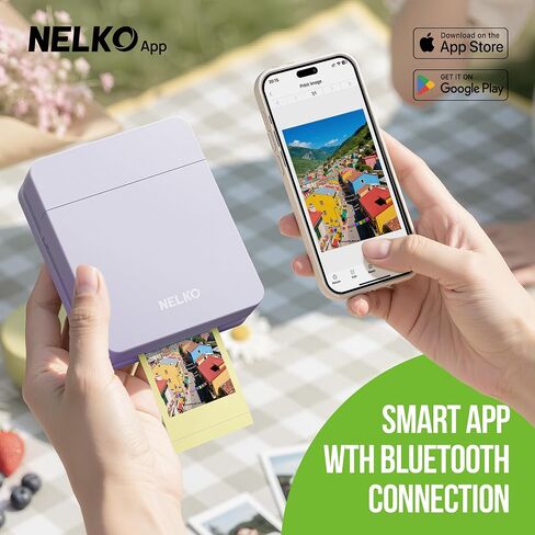 Nelko PP01 Photo Printer with 100 Sheets Photo Paper, Purple in Kuwait