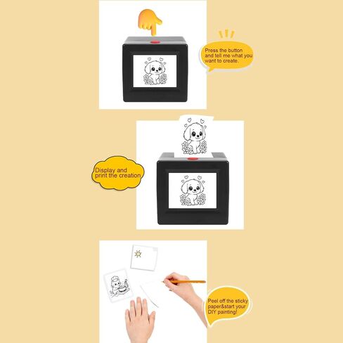 Zunate Ai Voice Sticker Printer Box for Kids, Ai Voice Control Printer, 2.4G WiFi Connection, Inkless Portable Sticker Box for Home, Office, Study and DIY Projects in Kuwait