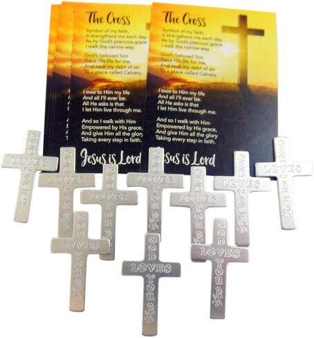 God Loves You Metal Pocket Cross with Holy Card USA Made Gift Set, 10 Pack | Metal in Kuwait