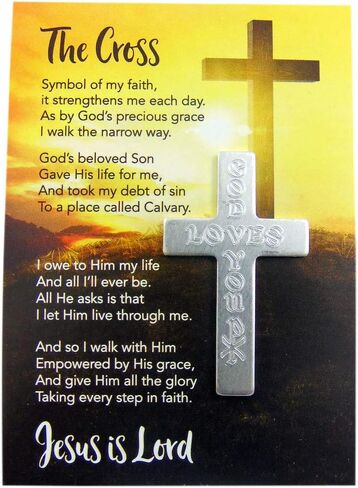 God Loves You Metal Pocket Cross with Holy Card USA Made Gift Set, 10 Pack | Metal in Kuwait