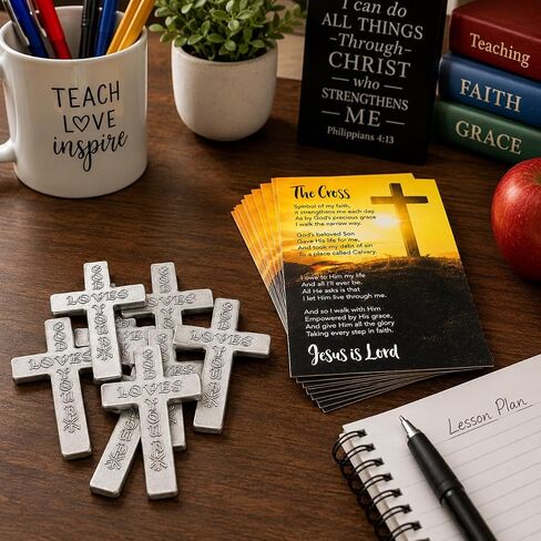 God Loves You Metal Pocket Cross with Holy Card USA Made Gift Set, 10 Pack | Metal in Kuwait