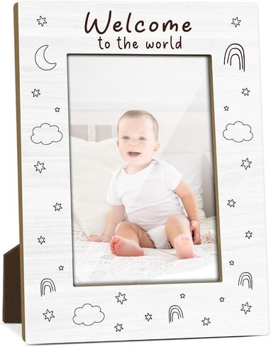 Welcome To The World Baby Picture Frame For New Parent Grandparent, New Baby Pregnancy Announcement Gifts, 4x6 Photo Frames Tabletop Display for Home Office Desk Decor -27 in Kuwait