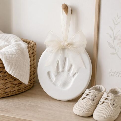 Kate & Milo Ivory Baby Handprint or Footprint Clay Ornament Kit | Baby-Safe Air-Dry Clay, No-Mix or Bake DIY Keepsake, Baby’s First Christmas Ornament, Baby Gift, Nursery Keepsake in Kuwait