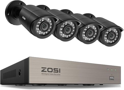 ZOSI 1080P CCTV Camera Outdoor Indoor Hybrid 4 in 1 HD TVI/CVI/AHD/CVBS Home Security Cameras System,Night Vision,Waterproof Metal Housing Bullet Cam For 960H,720P,1080P,5MP,4K analog Surveillance DVR in Kuwait