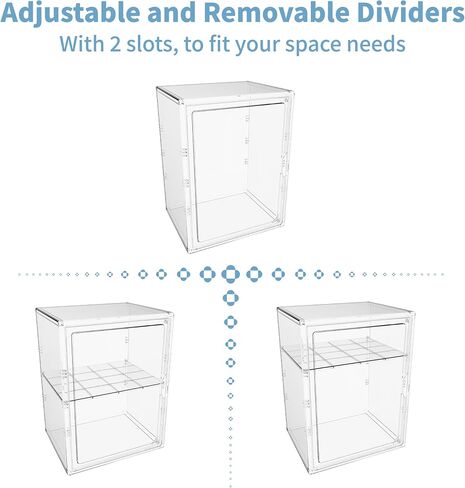 Baby Bottle Organizer, 3 Tiers Adjustable Bottle Storage Container for Countertop, Clear Acrylic Bottle Station with 2 Removable Dividers and Magnetic Door, Suitable for Kitchen Bathroom Vanity in Kuwait