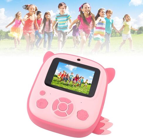 Asixxsix Instant Print Camera for Kids, 48MP Dual Lens 1080P HD Thermal Camera with 2.4 Inch Screen, Selfie Video Cartoon Print for Birthday Gifts, Thermal Instant in Kuwait