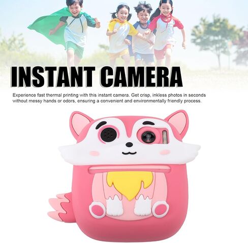 Asixxsix Instant Print Camera for Kids, 48MP Dual Lens 1080P HD Thermal Camera with 2.4 Inch Screen, Selfie Video Cartoon Print for Birthday Gifts, Thermal Instant in Kuwait