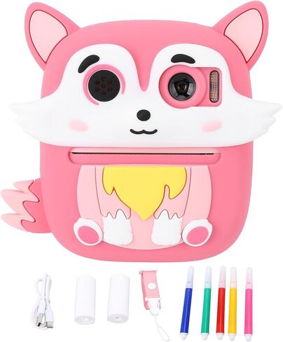 Asixxsix Instant Print Camera for Kids, 48MP Dual Lens 1080P HD Thermal Camera with 2.4 Inch Screen, Selfie Video Cartoon Print for Birthday Gifts, Thermal Instant in Kuwait