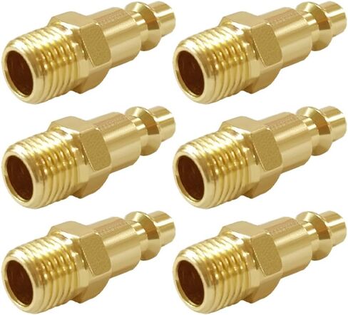 Uenede 6PCS Brass 1/8 Inch NPT Male Industrial Air Hose Quick Connect Plug Air Compressor Pneumatic Coupler Fitting Adapter in Kuwait
