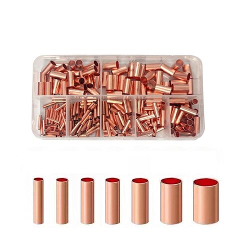 250Pcs Non Insulated Electrical Butt Terminal Assortment Kit Wire Ferrules Set 7 Size Copper Crimp Connector in Kuwait