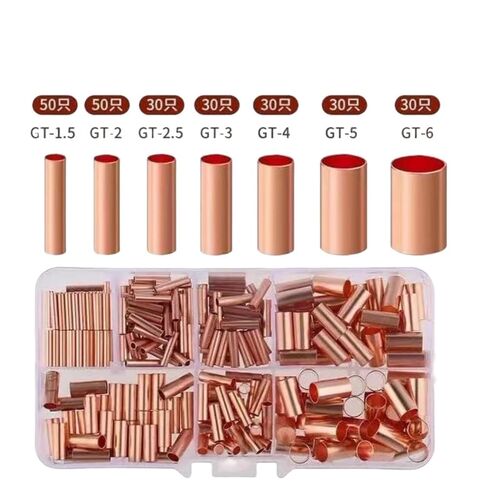 250Pcs Non Insulated Electrical Butt Terminal Assortment Kit Wire Ferrules Set 7 Size Copper Crimp Connector in Kuwait