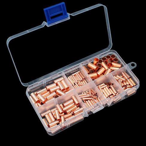 250Pcs Non Insulated Electrical Butt Terminal Assortment Kit Wire Ferrules Set 7 Size Copper Crimp Connector in Kuwait